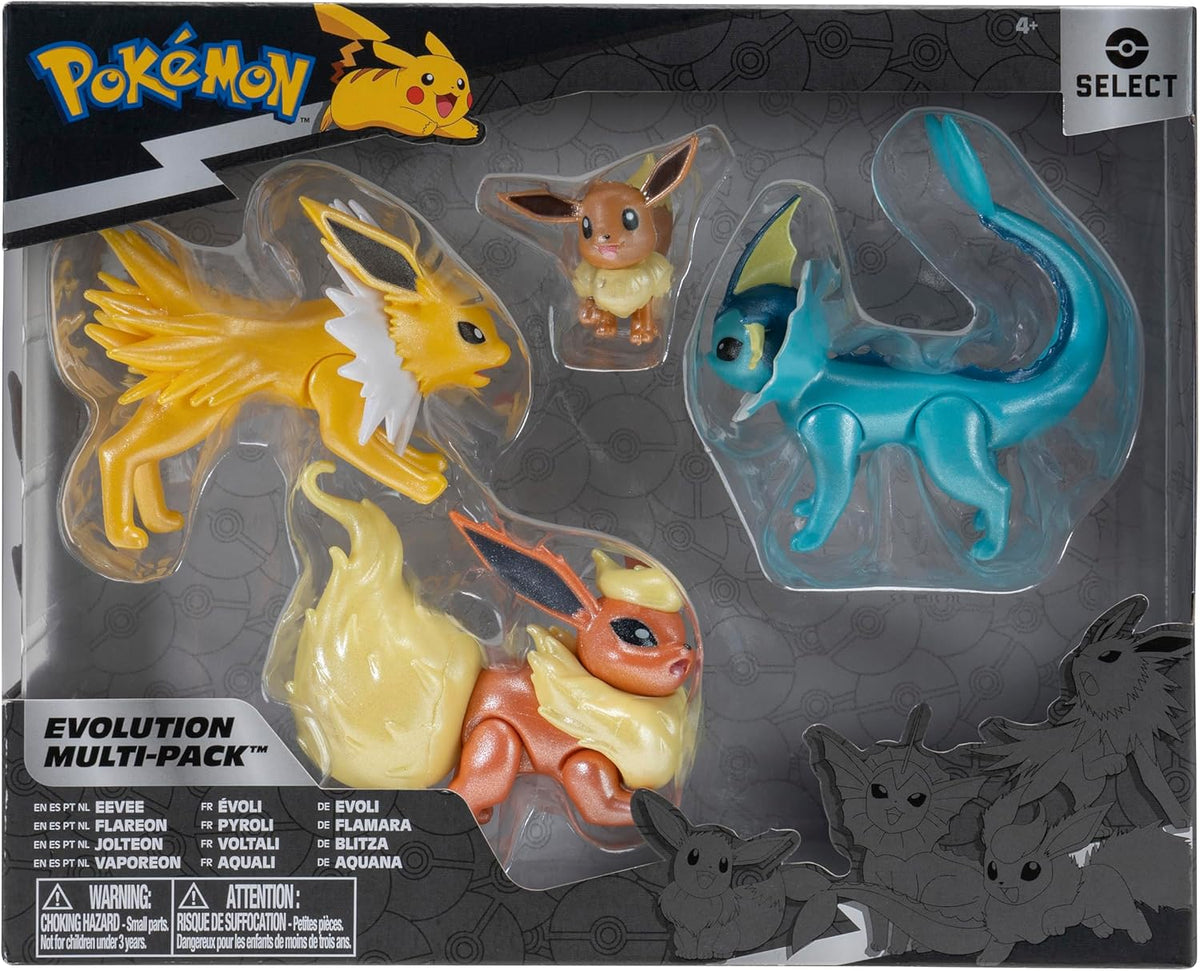 Pokemon Select Eevee, Flareon, Jolteon & Vaporeon Exclusive 3-Inch Evolution Figure 4-Pack